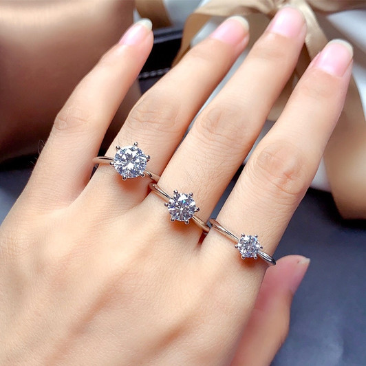 Moissanite Ring Real 925 Sterling Silver Jewelry for Women Wedding Anniversary Gift 0.5CT 1CT 2CT Lab Diamond with Certificate|Rings|