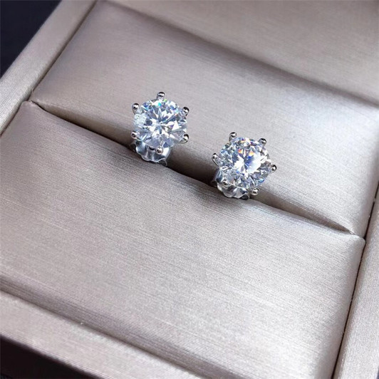 Moissanite Stud Earring for Women Wedding Party Gift 1CT VVS Lab Diamond Jewelry Classic Simple Design Real 925 Sterling Silver|Stud Earrings|