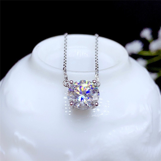 Moissanite Necklace 0.5CT 1CT 2CT 3CT VVS Lab Diamond Pendant Silver 925 for Women Wedding Party Anniversary Gift Simple Charms|Necklaces|