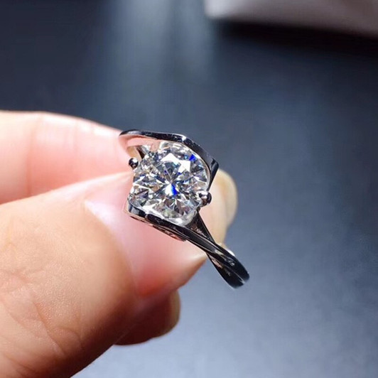 Moissanite Silver Ring 1CT 6.5MM VVS Lab Diamond With Certificate Love Heart Ring for Women Anniversary Gift Real 925 Silver|Rings|