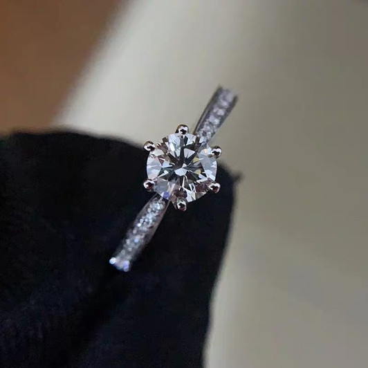 1CT Miossanite Ring 6.5MM VVS Lab Diamond Test Passed Fine Jewelry for Women Valentine's Day Gift Real 925 Sterling Silver|Rings|