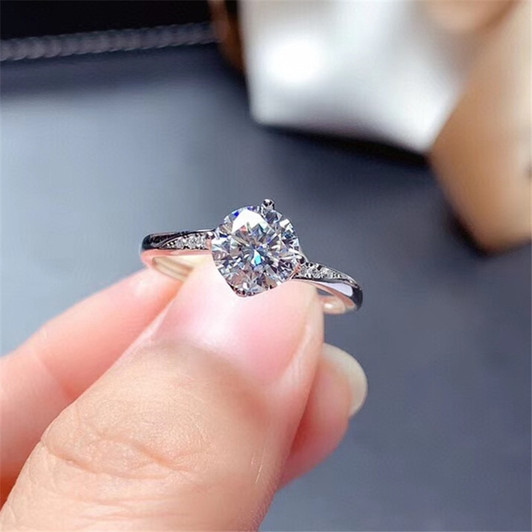 Moissanite Ring 1CT VVS Lab Diamond Luxury Fine Jewelry for Women Wedding Party Anniversary Gift Real 925 Sterling Silver|Rings|