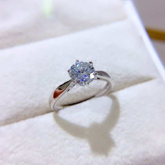 Moissanite Ring for Women Engagement Anniversary Gift 1CT VVS 6.5MM Lab Diamond Classic Fine Jewelry Real 925 Sterling Silver|Rings|