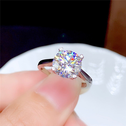 Moissanite Ring 0.5CT 1CT 2CT 3CT VVS Lab Diamond Fine Jewelry for Women Wedding Party Anniversary Gift Real 925 Sterling Silver|Rings|