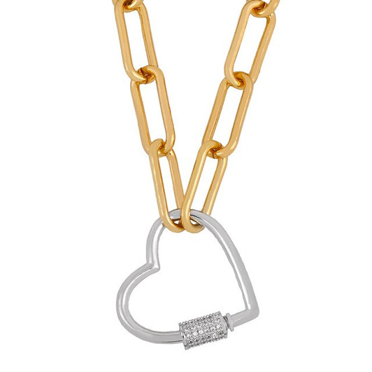 LUALA AAA Zircon Gold Oval Lock Necklaces For Women Screw Clasp Lock Carabiner Clasp Necklaces Pendants Womens Trendy Jewelry|Pendant Necklaces|