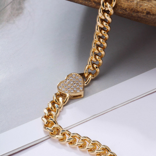 LUALA Luxury Bracelet For Women Mosaic Cubic Zircon Guarantee Gold Colour Heart Shape Charm Lovely Adjustable Chain Bracelets|Chain & Link Bracelets|
