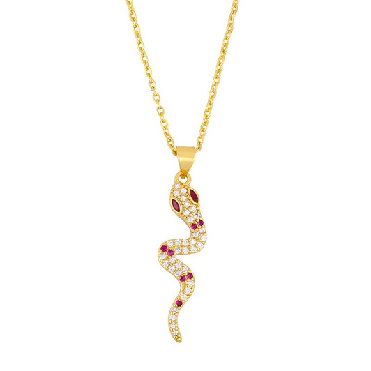 LUALA Rainbow Cubic Zirconia Snake Necklaces For Women CZ Stone Necklace pendant Gold Filled Rainbow Jewelry Women Gifts|Pendant Necklaces|