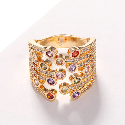 LUALA New Arrive Fashion Jewelry Gold Silver Colour Rings for Women Multicolor Clear Cubic Zircon Bague Femme Christmas Gifts|Rings|