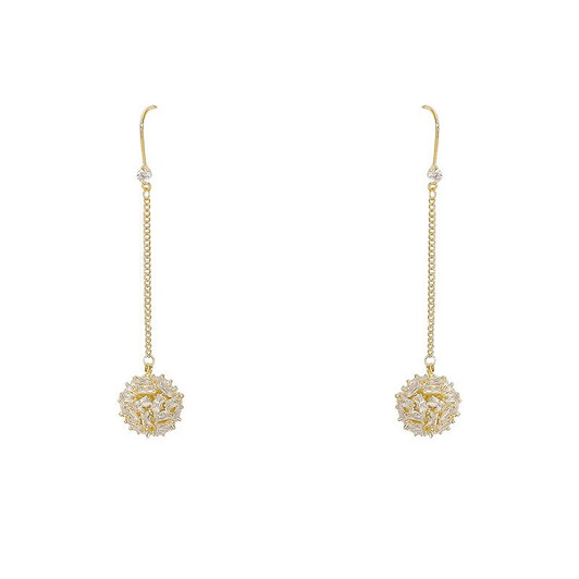 LUALA 2020 New Korean Design AAA Zircon Tassel Earrings Female Long Paragraph Spherical Pendant Earring Fashion Jewelry Gifts|Hoop Earrings|