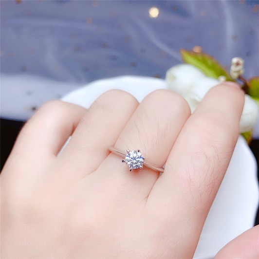 0.5CT Moissanite Ring for Women Wedding Party Anniversary Gift 5MM Lab Diamond Classic Style Jewelry Real 925 Sterling Silver|Rings|
