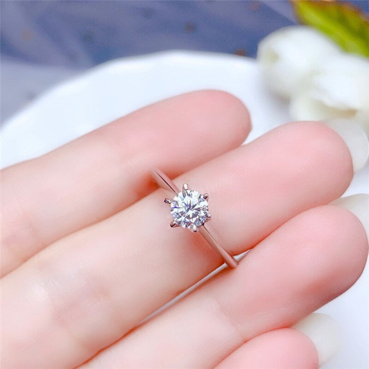 0.5CT Moissanite Ring for Women Wedding Party Anniversary Gift 5MM Lab Diamond Classic Style Jewelry Real 925 Sterling Silver|Rings|