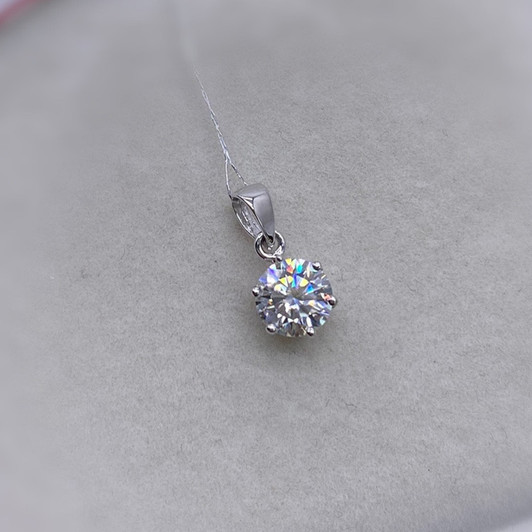Real 18K White Gold Pendant 1CT Moissanite Necklace 6.5MM VVS Lab Diamond Rose Gold Fine Jewelry for Women Engagement Gift Au750|Pendants|