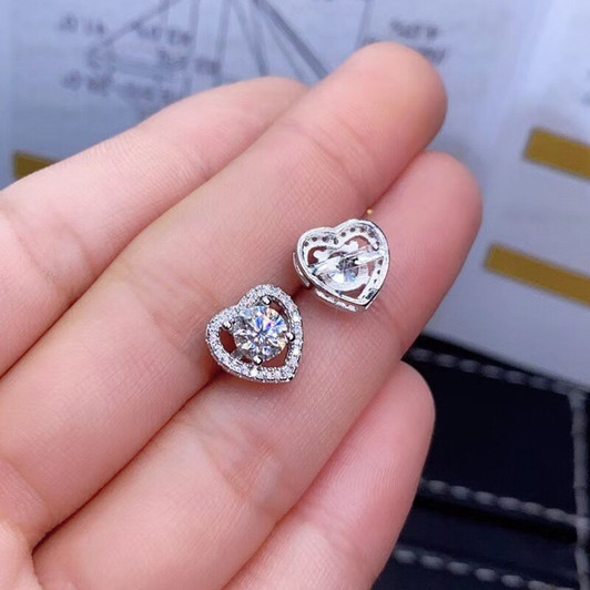 Moissanite Stud Earring 0.5CT 5MM Total 1CT Lab Diamond Fine Jewelry for Women Wedding Anniversary Gift Real 925 Sterling Silver|Stud Earrings|