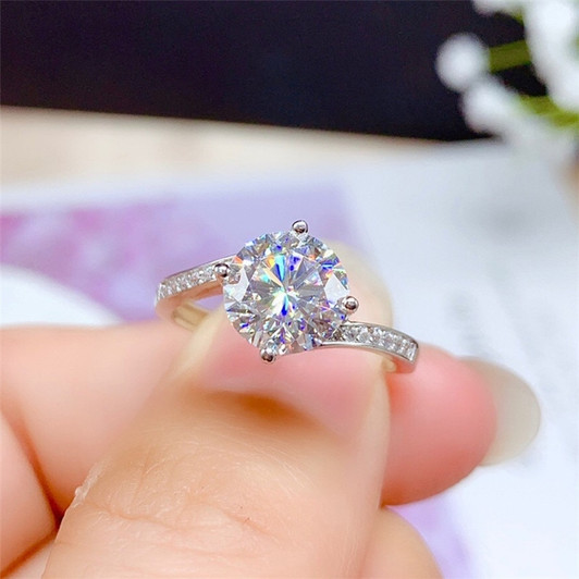 Moissanite Ring Silver 925 VVS 0.5CT 1CT 2CT 3CT Lab Diamond Fine Jewelry for Women Wedding Party Anniversary Ring Classic Style|Rings|