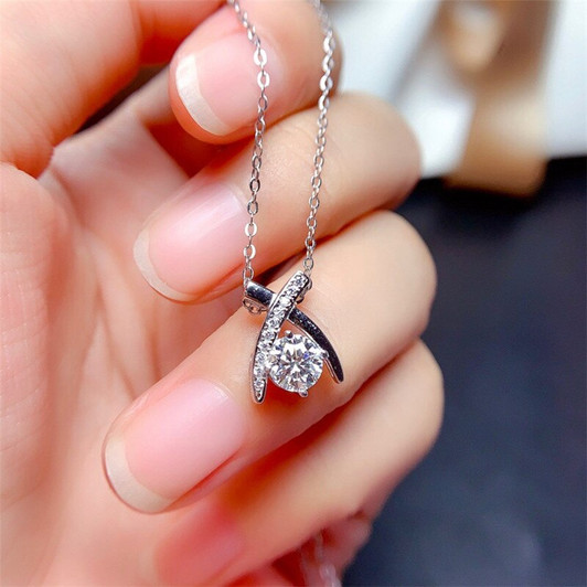 LeeChee Moissanite Pendant 0.5CT 1CT 2CT VVS Lab Diamond with Certificate 925 silver necklace for women Wedding Party Jewelry|Pendants|