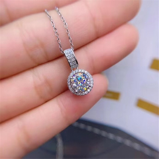 1CT Moissanite Pendant for Women Engagement Anniversary Gift VVS Lab Diamond Fine Jewelry Real 925 Sterling Silver Necklace|Pendants|