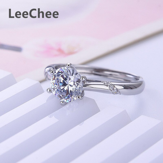 Moissanite Ring Real 925 Sterling Silver 1CT VVS Lab Diamond Text Passed With Certificate Wedding Party Anniversary Ring|Rings|