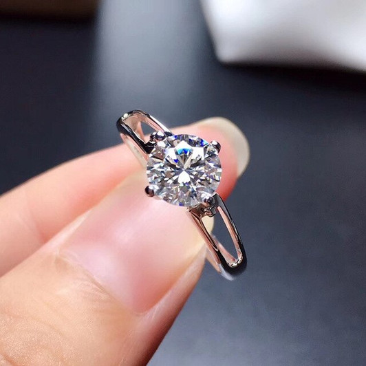 LeeChee Moissanite Ring 1CT VVS Lab Diamond With Certificate Fine Jewelry for Women Engagement Gift Real 925 Sterling Silver|Rings|