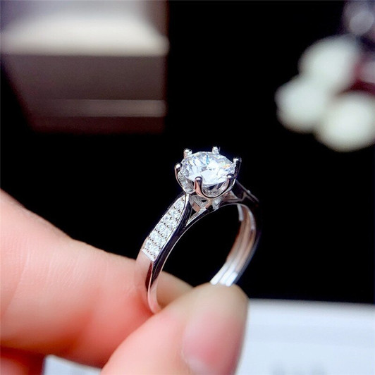 Moissanite ring Wedding Party Anniversary Ring For Women 1CT 6.5MM VVS Lab Diamond With Certificate Real 925 Sterling Silver|Rings|