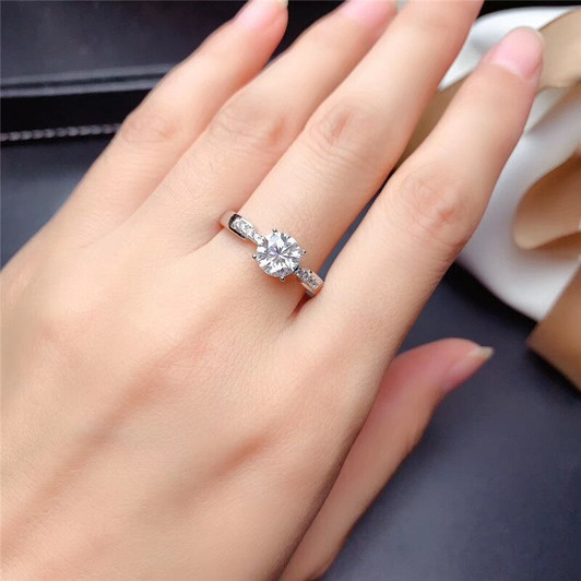 LeeChee Moissanite ring 1CT VVS Lab Diamond With Certificate Real 925 Sterling Silver Jewelry Women Engagement Anniversary Gift|Rings|