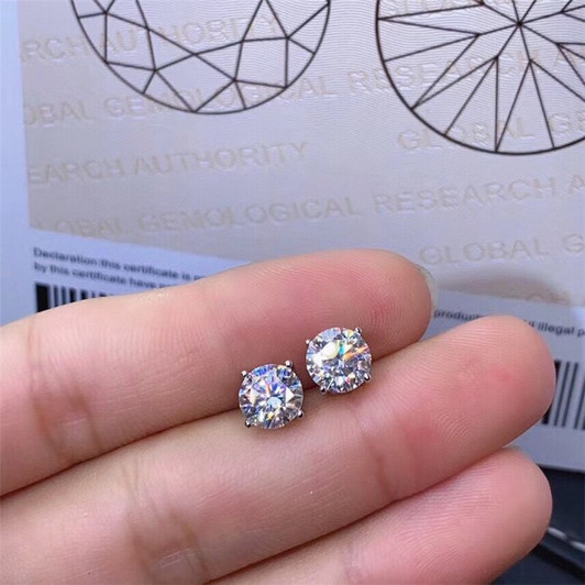 Moissanite Jewelry Set 1CT 6.5MM Earring Lab Diamond Ring Test Passed Pendant Fine Jewelry Real 925 Sterling Silver Necklace|Jewelry Sets|