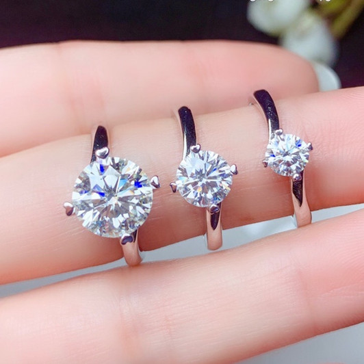LeeChee Moissanite ring for Women Engagement Anniversary Gift 0.5CT 1CT 2CT VVS Lab Diamond for Girl Friend Real 925 Silver|Rings|