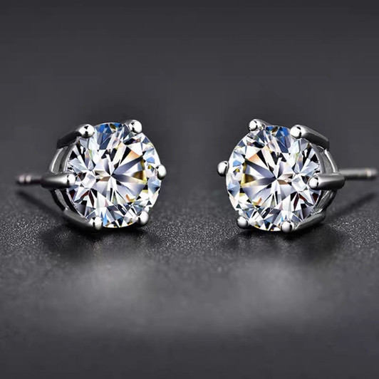 18K Rose Gold Moissanite Stud Earrings 1CT VVS Lab Diamond Fine Jewelry for Women Anniversary Gift Total 2CT Real Au750 Earring|Stud Earrings|