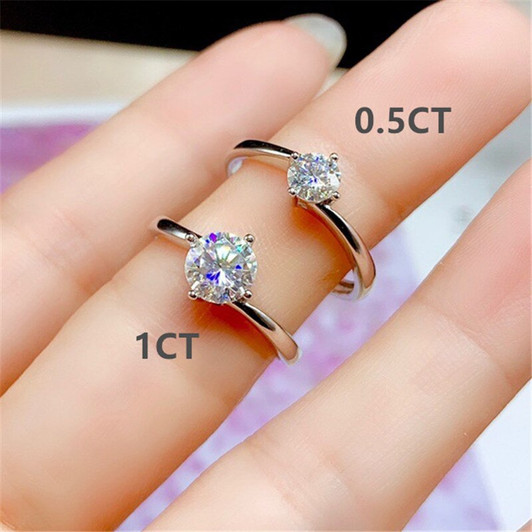Moissanite Ring 0.5CT 1CT VVS D Color Lab Diamond Fine Jewelry for Women Wedding Ring Engagement Gift Real 925 Sterling Silver|Rings|