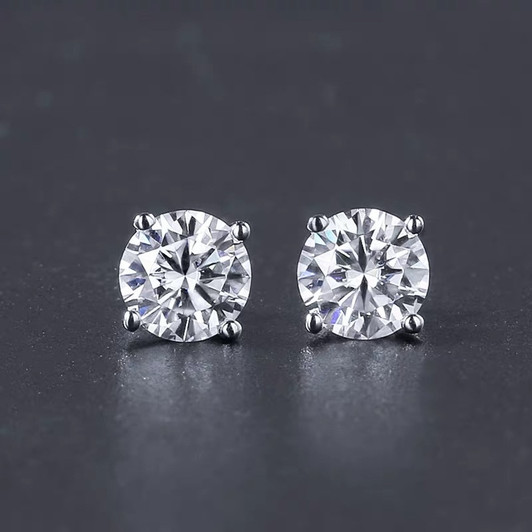 18k White Gold Moissanite Stud Earring 1CT 6.5MM VVS Lab Diamod Fine Jewelry for Women Wedding Party Anniversary Gift Real Au750|Stud Earrings|