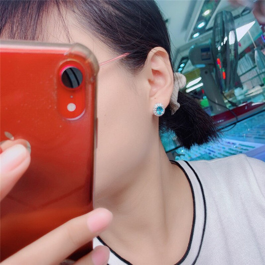 Blue Topaz Stud Earring 6*8MM Natural Gemstone Fine Jewelry for Women Birthday Gift Real 925 Sterling Silver Prevent Allergies|Stud Earrings|