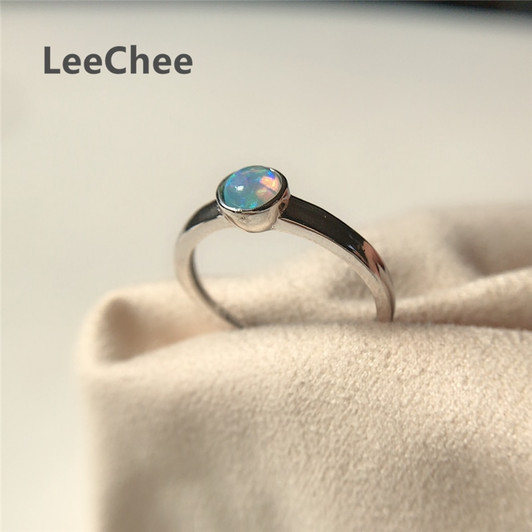 Natural Opal Ring 5MM Genuine Colorful Gemstones Fine Jewelry for Girl Birthday Gift Simple Design Real 925 Sterling Silver|Rings|