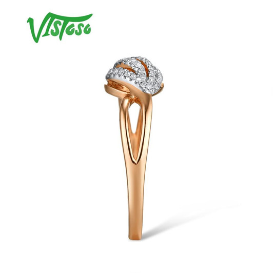 VISTOSO Gold Rings For Women Genuine 14K 585 Rose Gold Ring Sparkling Diamond Promise Engagement Rings Anniversary Fine Jewelry|Rings|