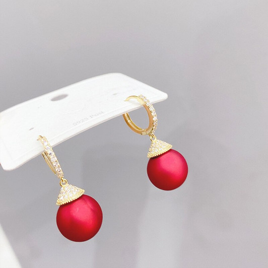 LUALA S925 Needle Zircon Hoop Earring For Women French Pearl Earrings Female Temperament Gold Guarantee korean fashion|Hoop Earrings|