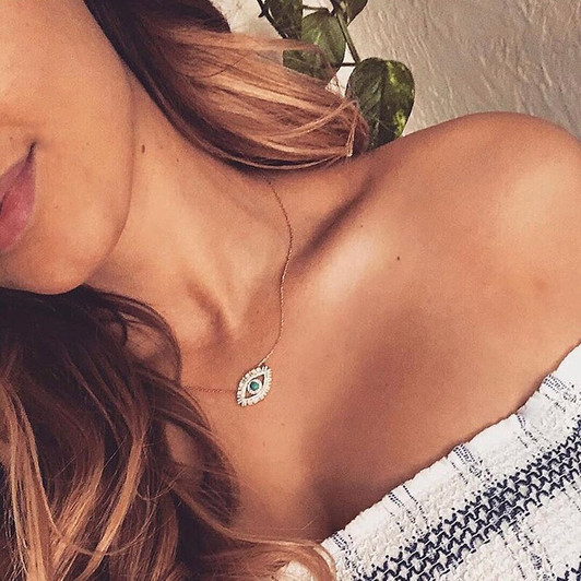 LUALA Gold Evil Eye Necklaces Women With Crystal Cubic Zirconia Turkish Blue Eye CZ Necklace Statement Jewelry olho grego|Pendant Necklaces|