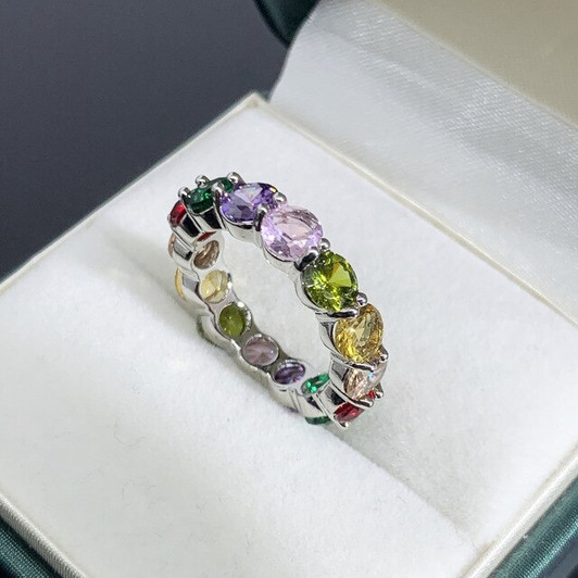 LUALA Fashion Thin Baguette Copper CZ Gold Rainbow Ring Female Charm Rings Zircon Jewelry For Women Wedding Anniversary Gifts|Rings|