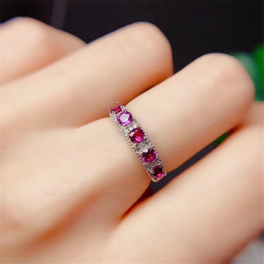 Genuine Pyrope Ring For Women Girlfriend Anniversary Gift 3MM 5 Pieces Natural Garnet Fashion Jewelry Real 925 Sterling Silver|Rings|