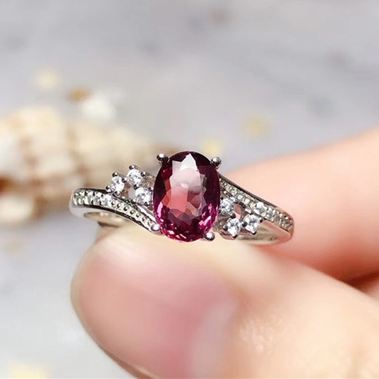 Natural pyrope garnet ring real 925 soild sterling silver 5*7mm gemstone find jewelry for women Anniversary gift free ship|Rings|