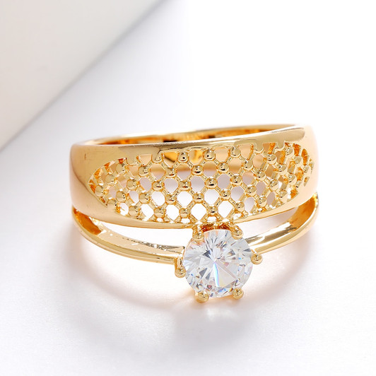 LUALA Clear Zircon Gold Ring For Women Fashion Square Engagement Party Bride Wedding Luxury Jewelry Accessories Bijoux No Fade|Engagement Rings|