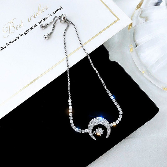 LUALA Fashion Adjustable Real Shiny Zircon Crystal Pulling Bracelets for Women Simple Cool Fashion luxury Korean Jewelry|Charm Bracelets|