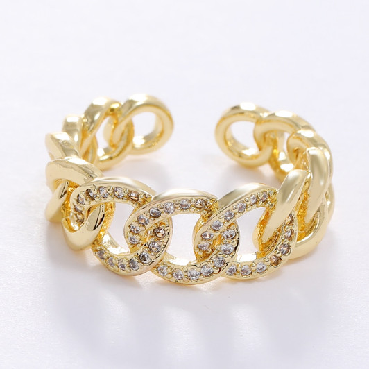 LUALA 16K Gold Colour Women Rings for Women AAA Zircon Charming Adjustable The Chain Rings Jewelry For Women Party Gifts|Rings|