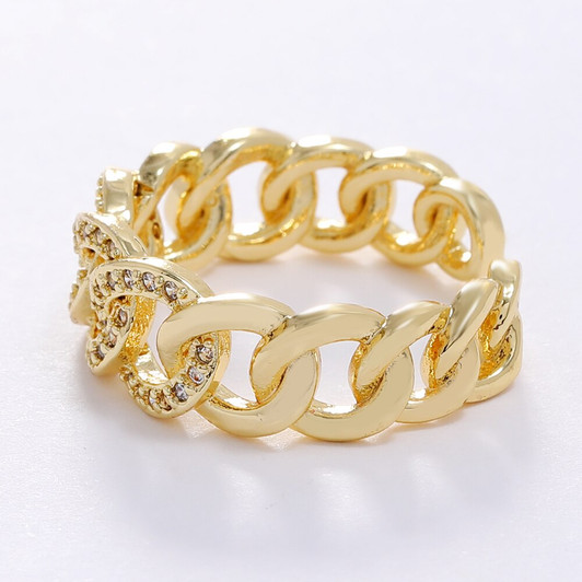 LUALA 16K Gold Colour Women Rings for Women AAA Zircon Charming Adjustable The Chain Rings Jewelry For Women Party Gifts|Rings|