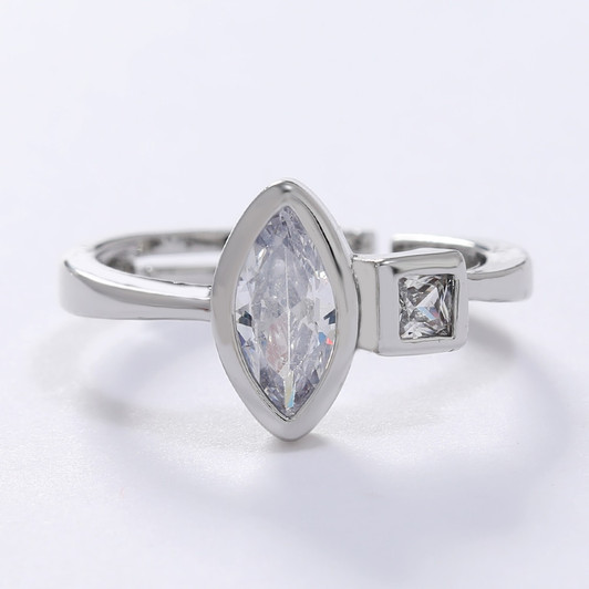 LUALA Fashion Geometric CZ Stone Wedding Ring For Women Silver Color Open Ring Adjustable Size Party Ladies' Fashion Jewelry|Rings|
