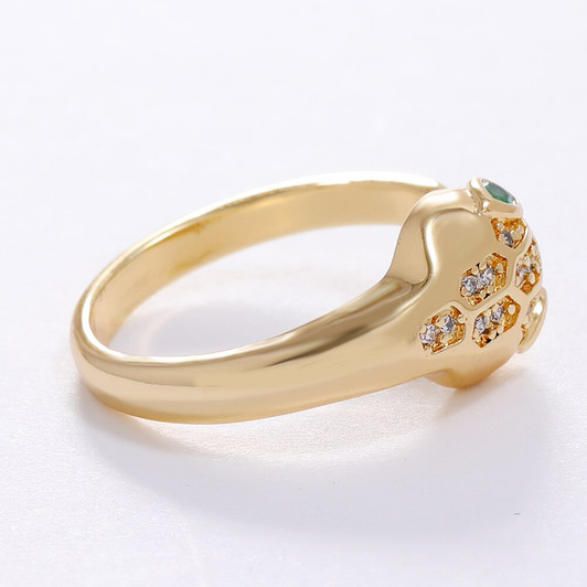 LUALA New Fashion Gold Color Band Style Snake Adjustable Ring For Women AAA+ CZ Wedding Jewelry Female Engagement Ring Gift|Rings|