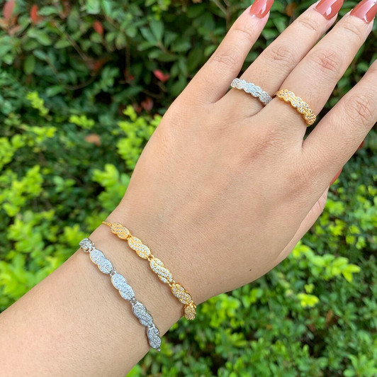 LUALA Trendy Exquisite 2 Pcs Bracelet & Ring Set for Women Simple Design Adjustable Zircon Jewelry Set Accessory Gift|Jewelry Sets|