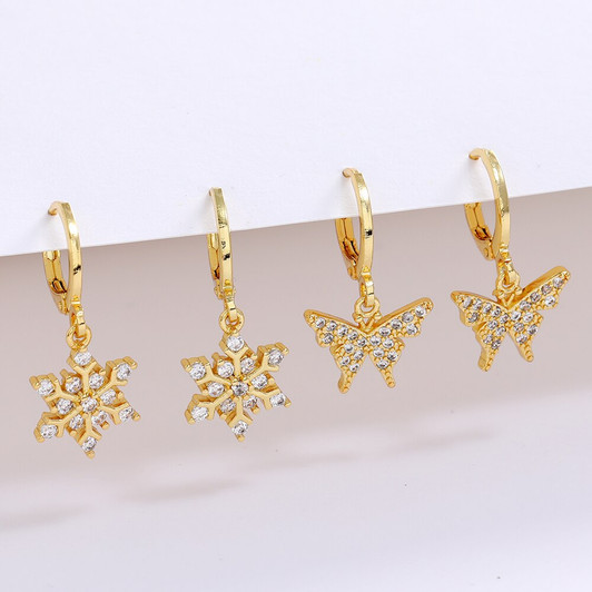 LUALA Fashion Cute Butterfly Small Hoop Women's Earring AAA Zircon Gold Color Animal Sweet Colorful Girls Jewelry No Fade|Hoop Earrings|
