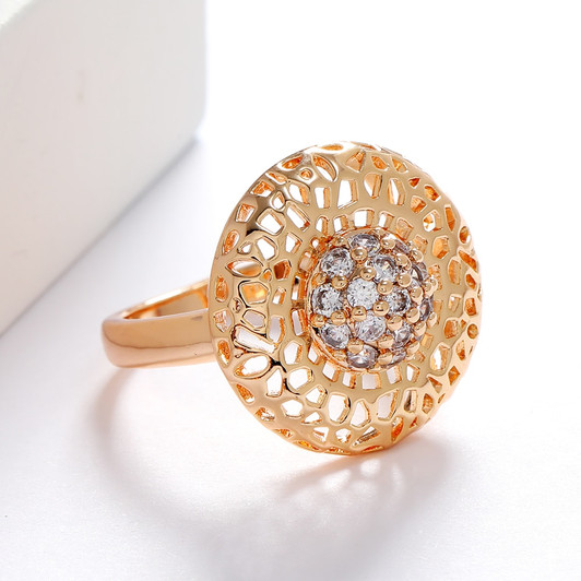 LUALA Unique Design Big CZ Rings For Women Dazzling Cubic Zirconia Gold Color Vintage Wedding Band Fashion Jewelry|Rings|