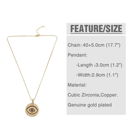 LUALA Gold Filled Greek Eye Necklace For Woman High Quality Zirconia Evil Eye Pendant Necklace CZ Rainbow Jewelry|Pendant Necklaces|