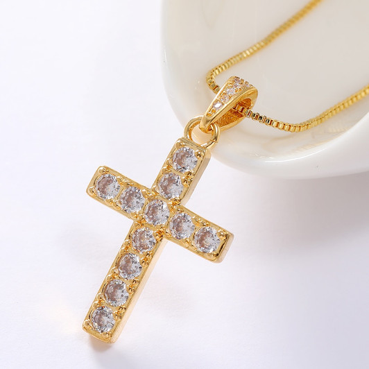LUALA 2021 New Arrival Cross Pendant Copper Necklace With AAA Zircon Stone Faith Jewelry Chain Necklace for Women Party Gift|Pendant Necklaces|
