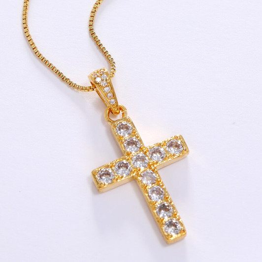 LUALA 2021 New Arrival Cross Pendant Copper Necklace With AAA Zircon Stone Faith Jewelry Chain Necklace for Women Party Gift|Pendant Necklaces|