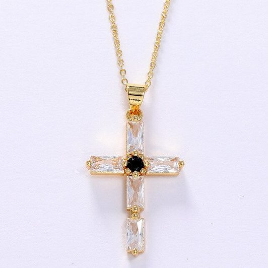 LUALA 2021 New Arrival Cross Pendant Copper Necklace With AAA Zircon Stone Faith Jewelry Chain Necklace for Women Party Gift|Pendant Necklaces|